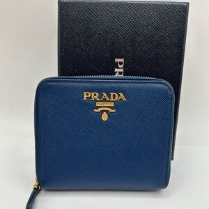Prada Navy Saffiano Bifold Wallet